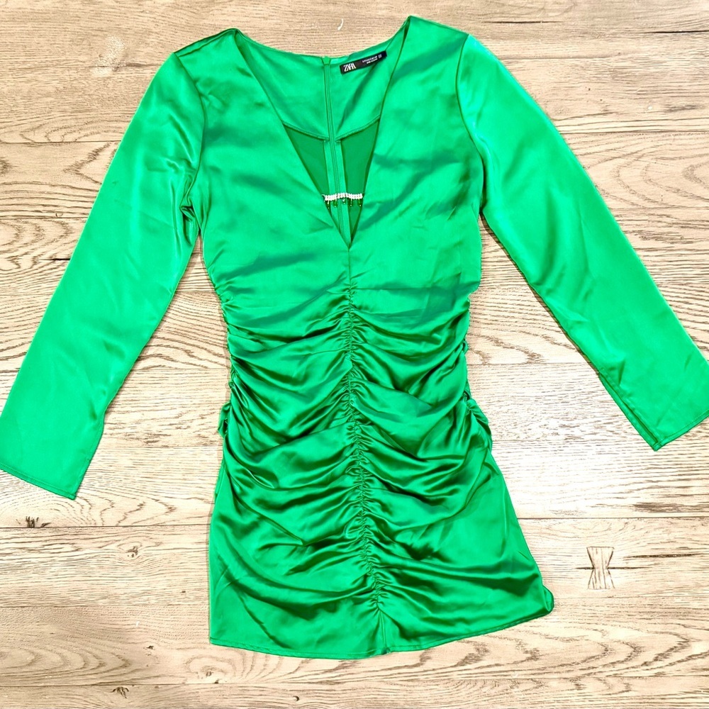 Zara Women’s Elegant Green Mini Dress | Size: S | NWOT